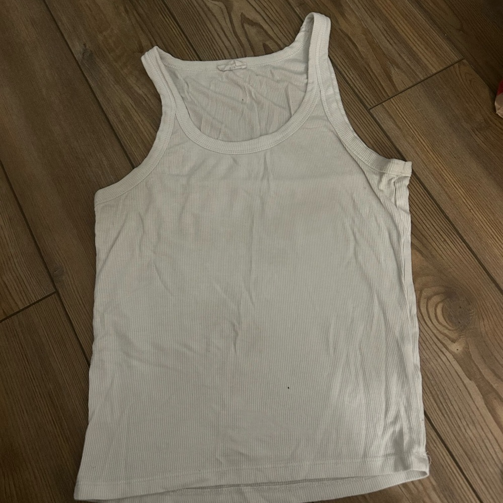 White Ribbed Tank Top